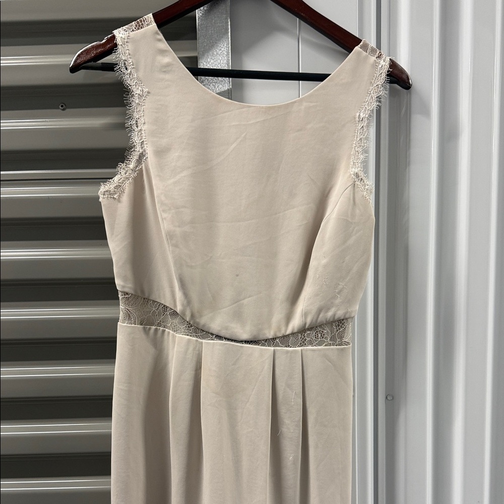 BCBGMaxAzria Cream Lace Trim Midi Dress